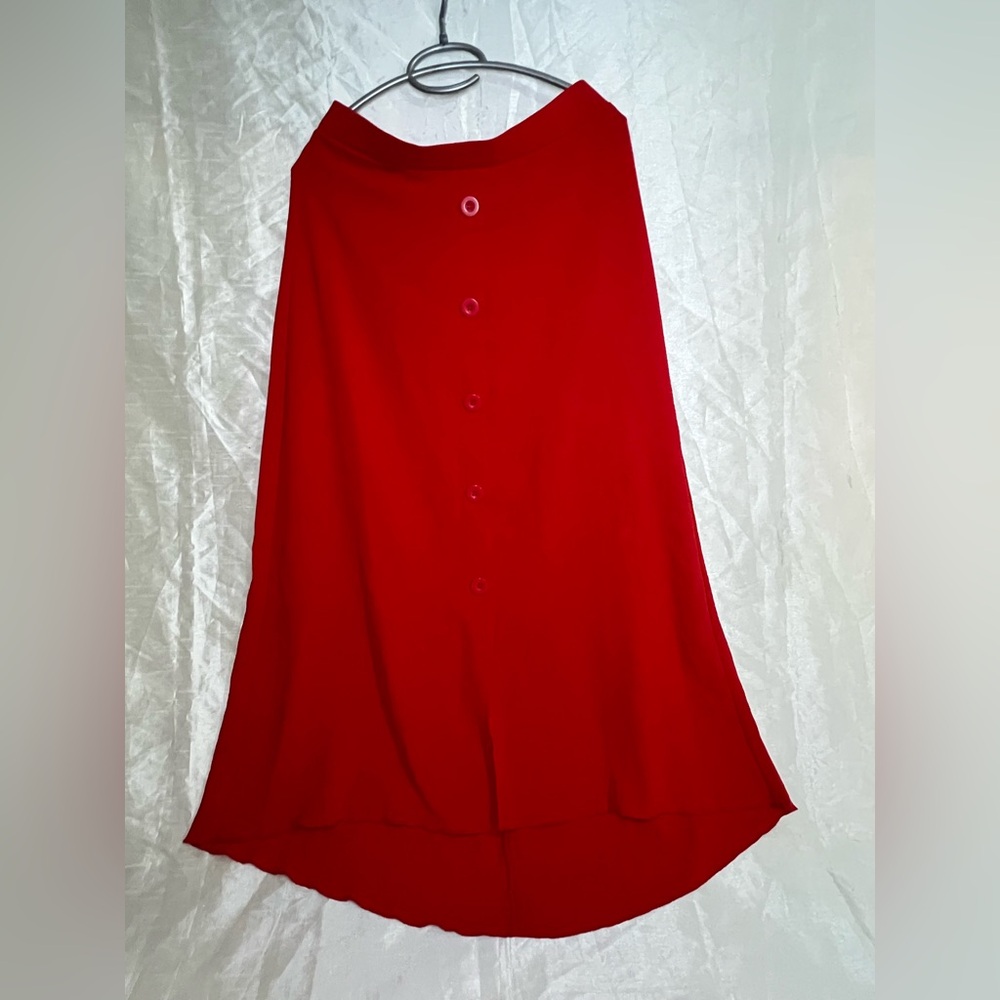 Etrology Red High Low Skirt Women Small Button Front Midi NWT